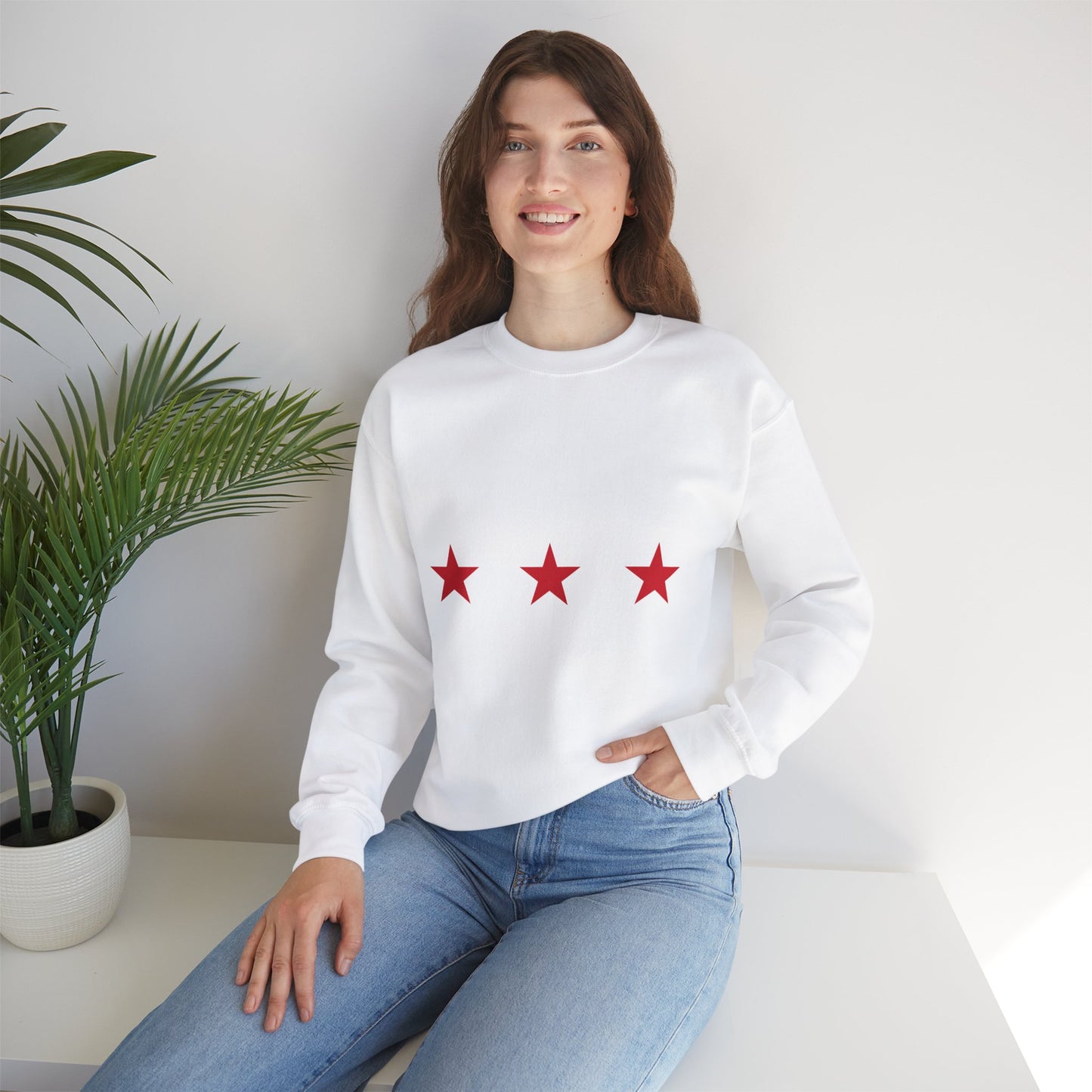 Freedom for Syria: White Sweatshirt with Three Stars